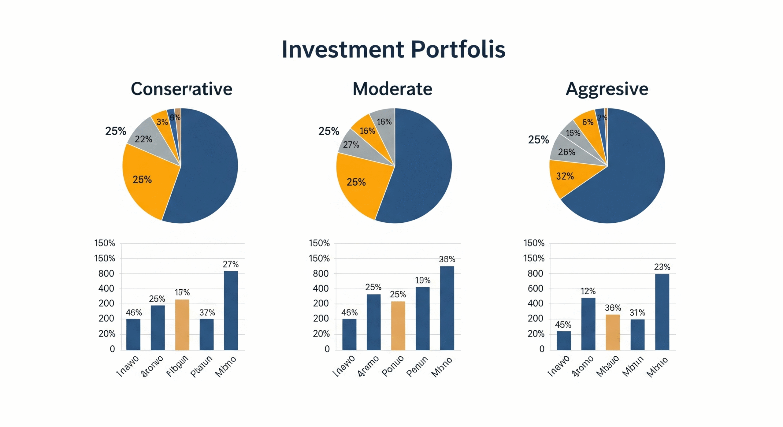 Sample portfolios for conservative, moderate, and aggressive investors