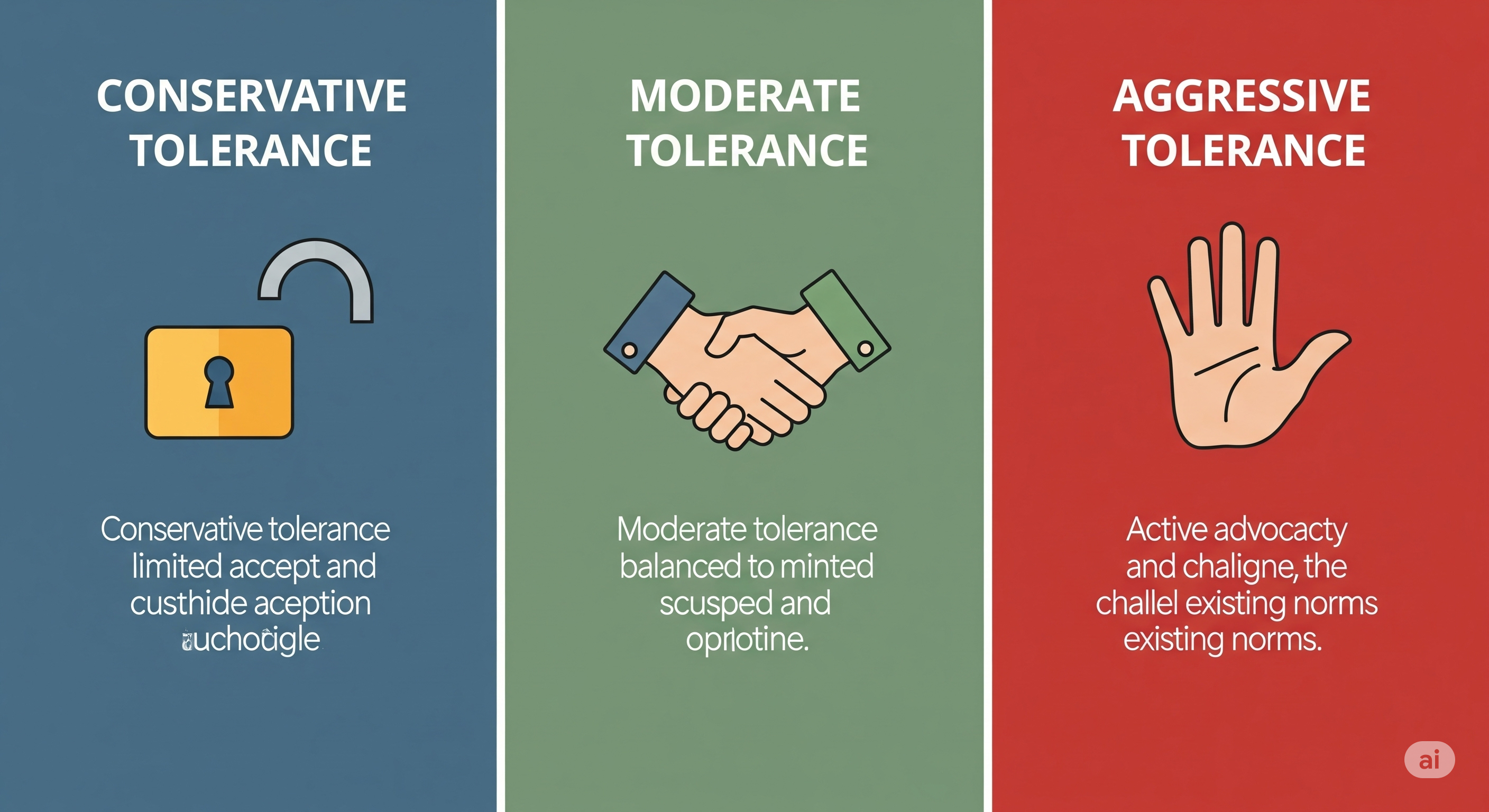 Comparison chart of conservative, moderate, and aggressive risk tolerance types